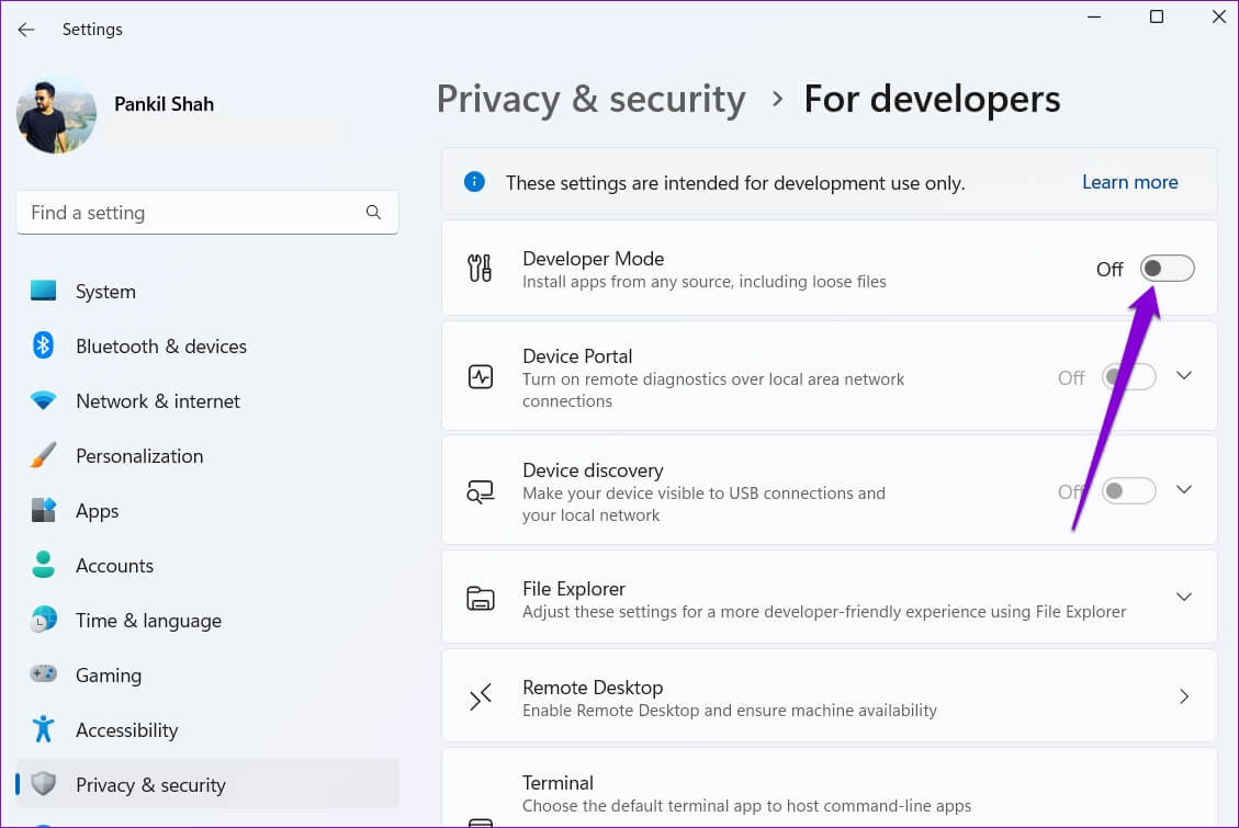 Enable-Developer-Mode-on-Windows-11-1129x755 أهم 6 طرق لإصلاح تعذر تثبيت البرامج أو البرمجيات على Windows 11