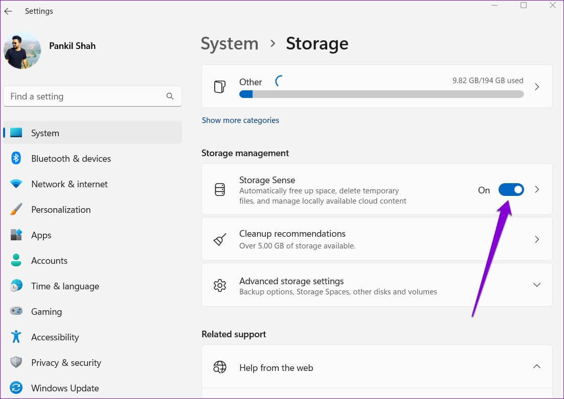 Enable-Storage-Sense-on-Windows-1103x782 أفضل 3 طرق لحذف الملفات المؤقتة على Windows 11