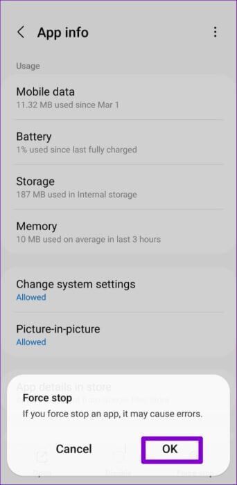 Force-Stop-OneDrive-on-Android-500x1024-1-342x700 أفضل 6 طرق لإصلاح استمرار Microsoft OneDrive في التعطل على Android