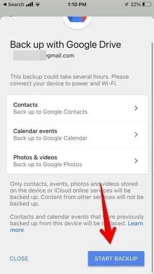 Google-Drive-Backup-Start-300x534 كيفية نقل جهات الاتصال من هاتف إلى آخر