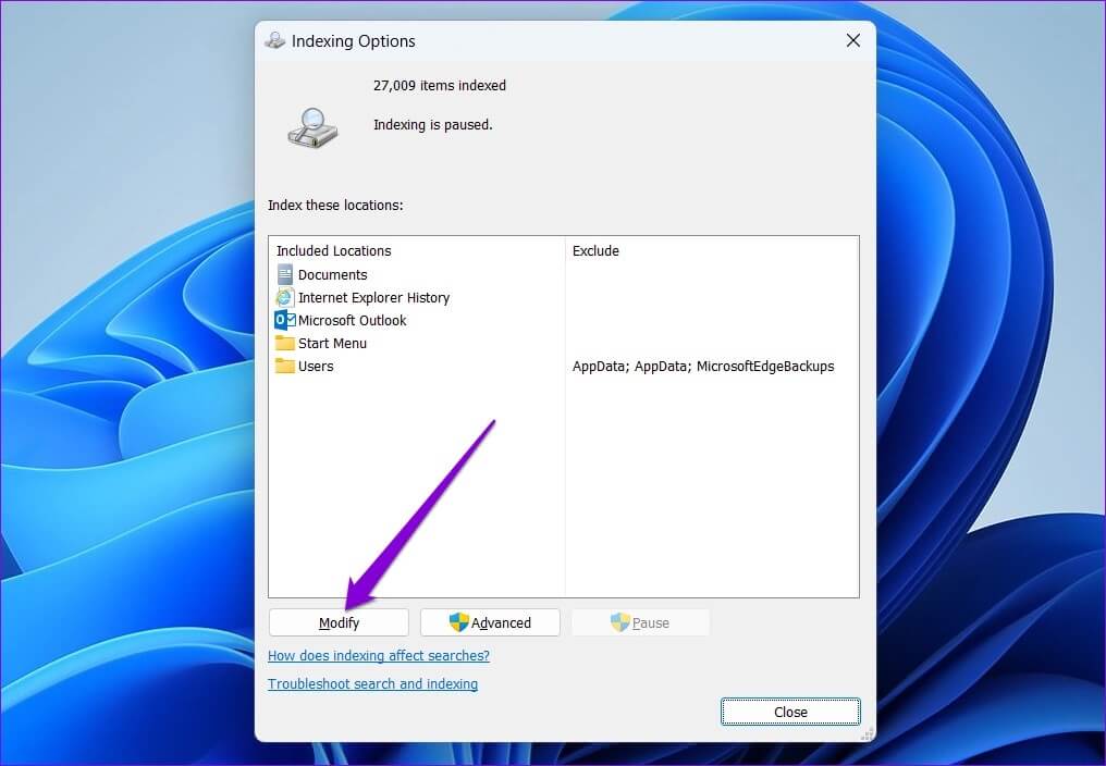 Modify-Indexing-Options-1016x704 أفضل 6 طرق لإصلاح البحث البطيء على Windows 11