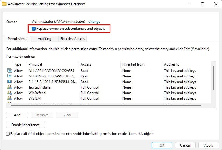 REplace-Owner-762x515 كيفية تعطيل برنامج Windows Defender في Windows 11