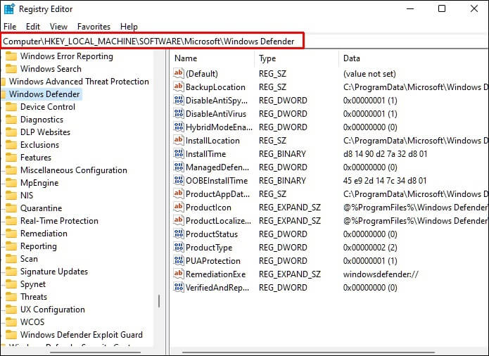 Regedit-windows-defender-695x506 كيفية تعطيل برنامج Windows Defender في Windows 11