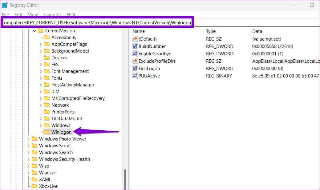 Registry-Editor-on-Windows-1-1039x618 أفضل 4 طرق لإصلاح عدم عمل القفل الديناميكي على Windows 11