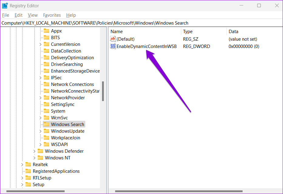 Registry-Key أفضل 3 طرق لتعطيل أو تمكين ميزات البحث في Windows 10 و Windows 11