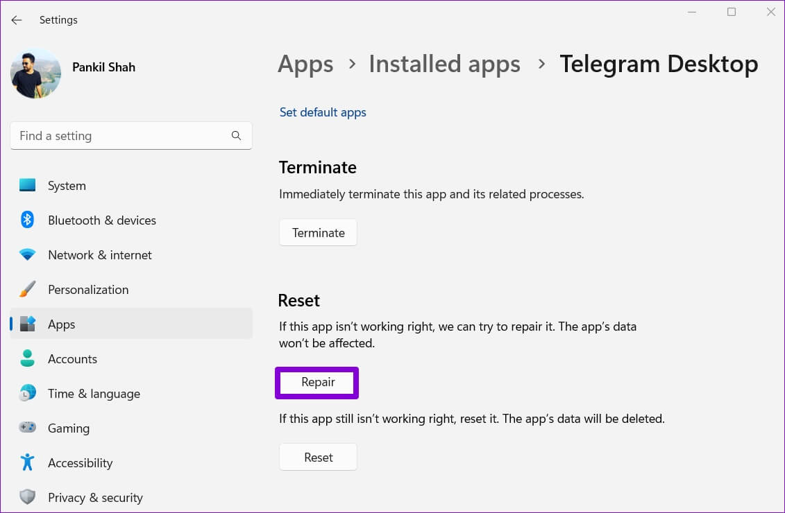 Repair-Telegram-App-on-Windows-1131x740 أفضل 7 طرق لإصلاح عدم عمل إشعارات Telegram على Windows 10 و Windows 11