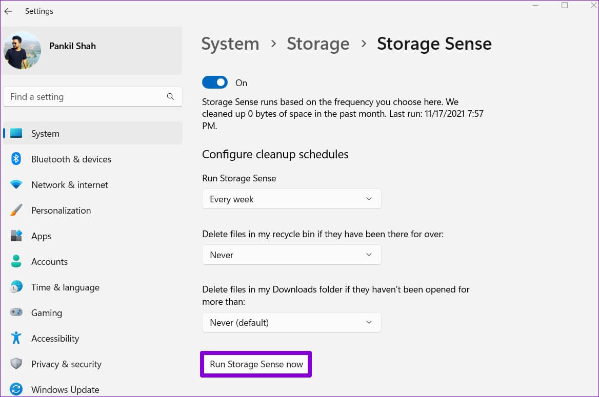 Run-Storage-Sense-Now-1168x775 أفضل 3 طرق لحذف الملفات المؤقتة على Windows 11