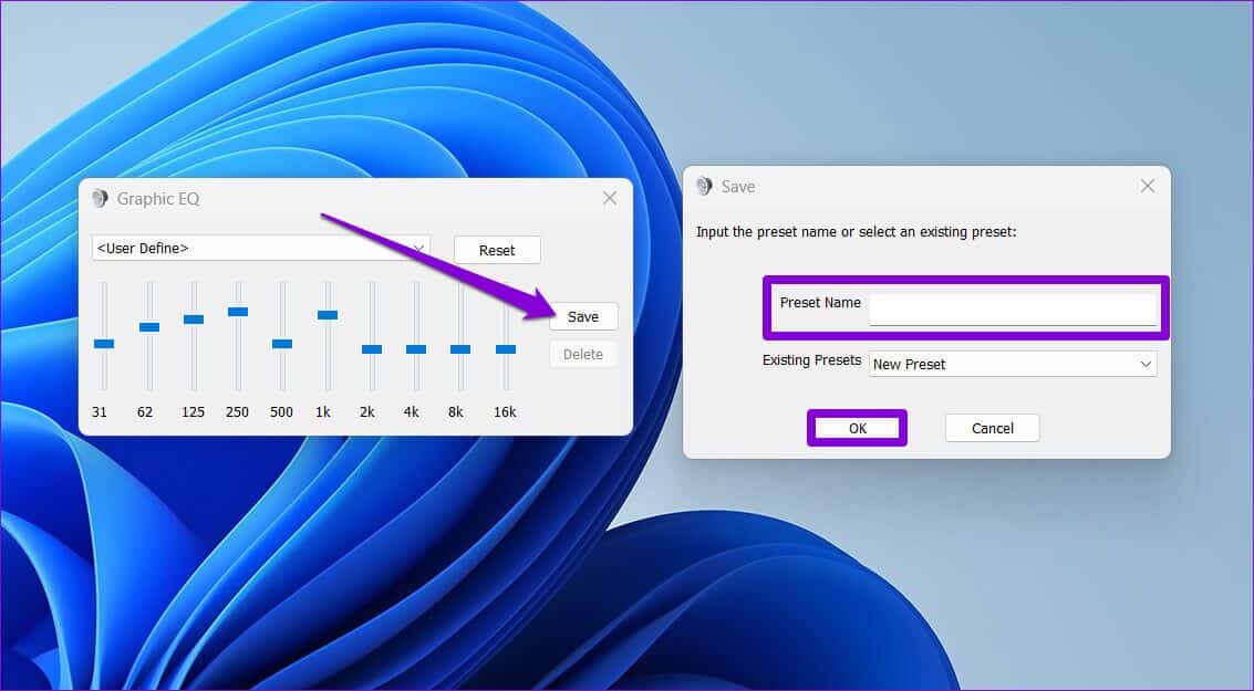 Save-Custom-Equalizer-Settings-on-Windows-1133x625 أفضل 6 طرق للحصول على جودة صوت أفضل على Windows 11