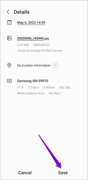 Save-Photo-on-Samsung-Phone-500x1024-1-342x700 كيفية إزالة بيانات الموقع من الصور على Android و Windows