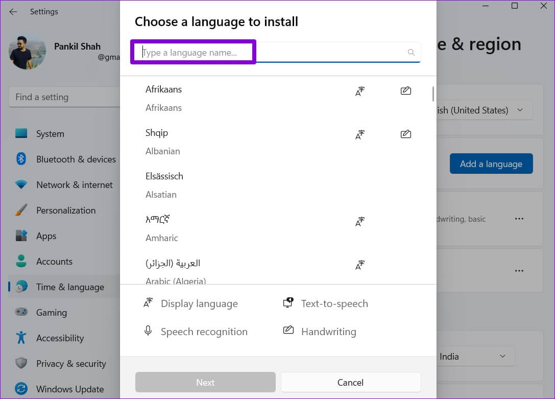 Search-for-Language-on-Windows-11-1087x781 كيفية تغيير اللغة الافتراضية على Windows 11