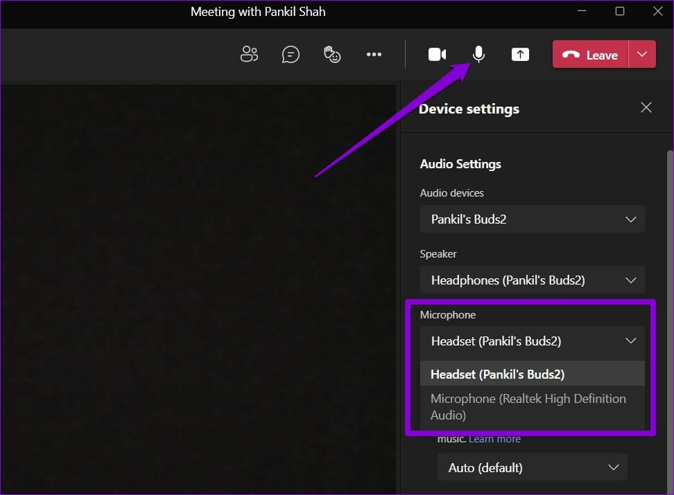 Select-Microphone-in-Microsoft-Teams-972x715 أفضل 7 طرق لإصلاح مشكلة عدم عمل الميكروفون على Windows 11