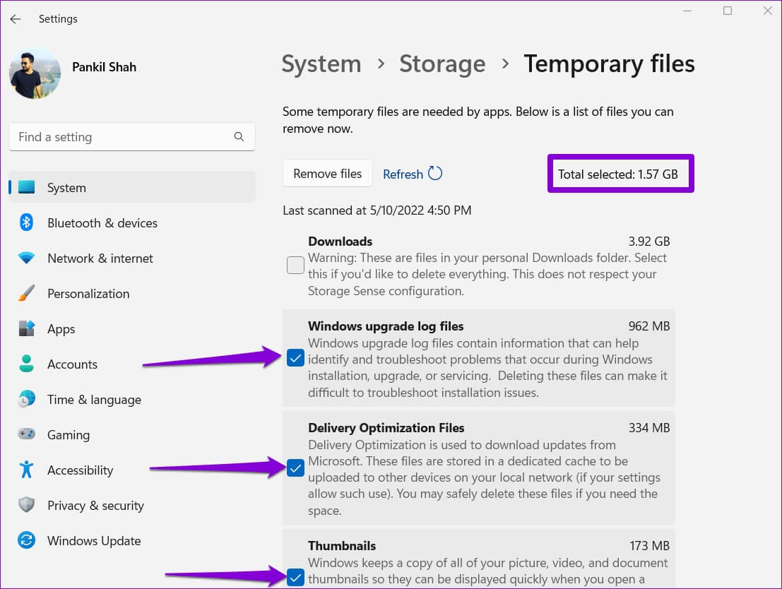 Select-Temporary-Files-on-Windows-1107x834 أفضل 3 طرق لحذف الملفات المؤقتة على Windows 11