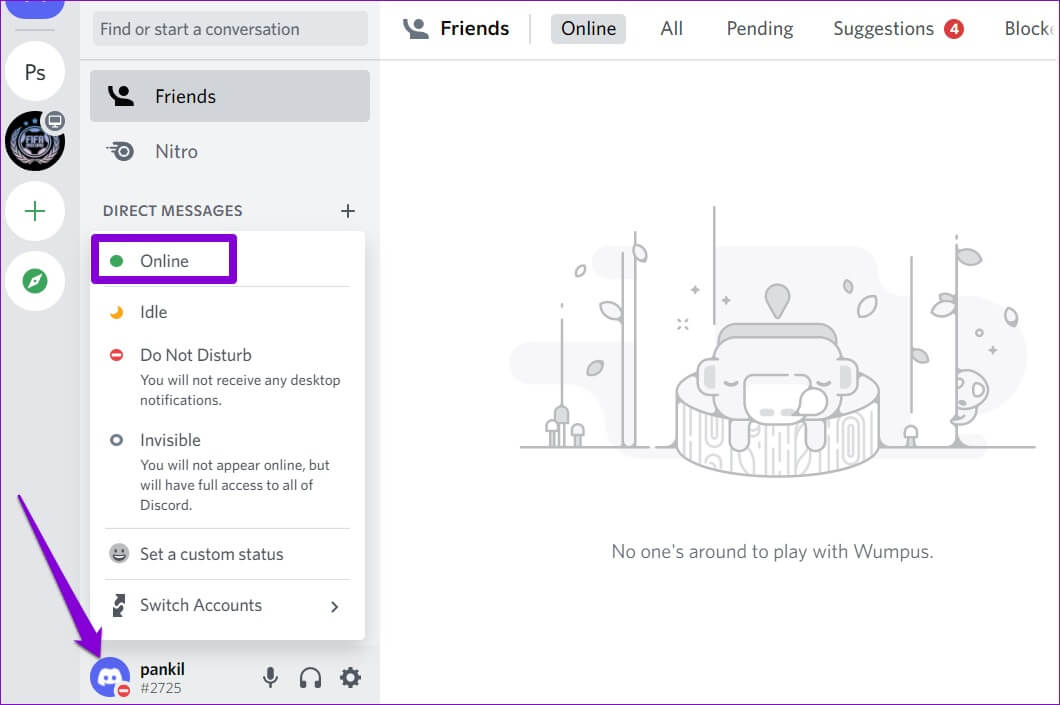 Set-Discord-Status-1060x705 أفضل 6 طرق لإصلاح عدم عمل إشعارات Discord على Windows 10 و Windows 11