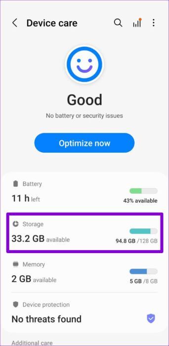 Storage Settings on Android 1 500x1024 1 342x700 - أفضل 8 طرق لإصلاح تأخر الكاميرا على Android