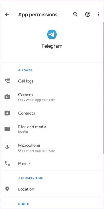 Telegram-App-Permissions-512x1024-1-350x700 أفضل 6 طرق لإصلاح استمرار Telegram في التعطل على Android و iPhone