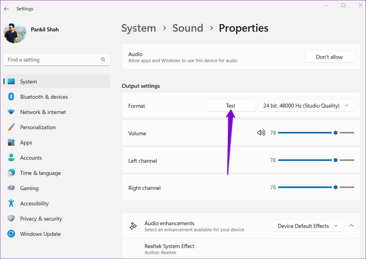 Test-Audio-on-Windows-1198x850 أفضل 6 طرق للحصول على جودة صوت أفضل على Windows 11