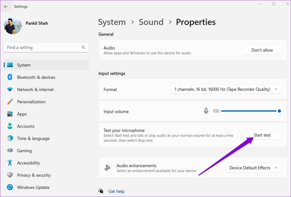 Test-Microphone-on-Windwos-1191x805 أفضل 7 طرق لإصلاح مشكلة عدم عمل الميكروفون على Windows 11