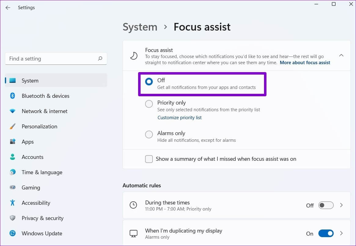 Turn-Off-Focus-Assist-1165x805 أفضل 6 طرق لإصلاح عدم عمل إشعارات Discord على Windows 10 و Windows 11