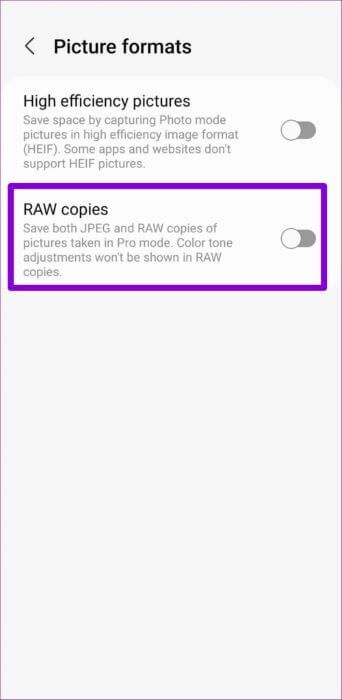 Turn-Off-RAW-Copies-on-Android-500x1024-1-342x700 أفضل 8 طرق لإصلاح تأخر الكاميرا على Android