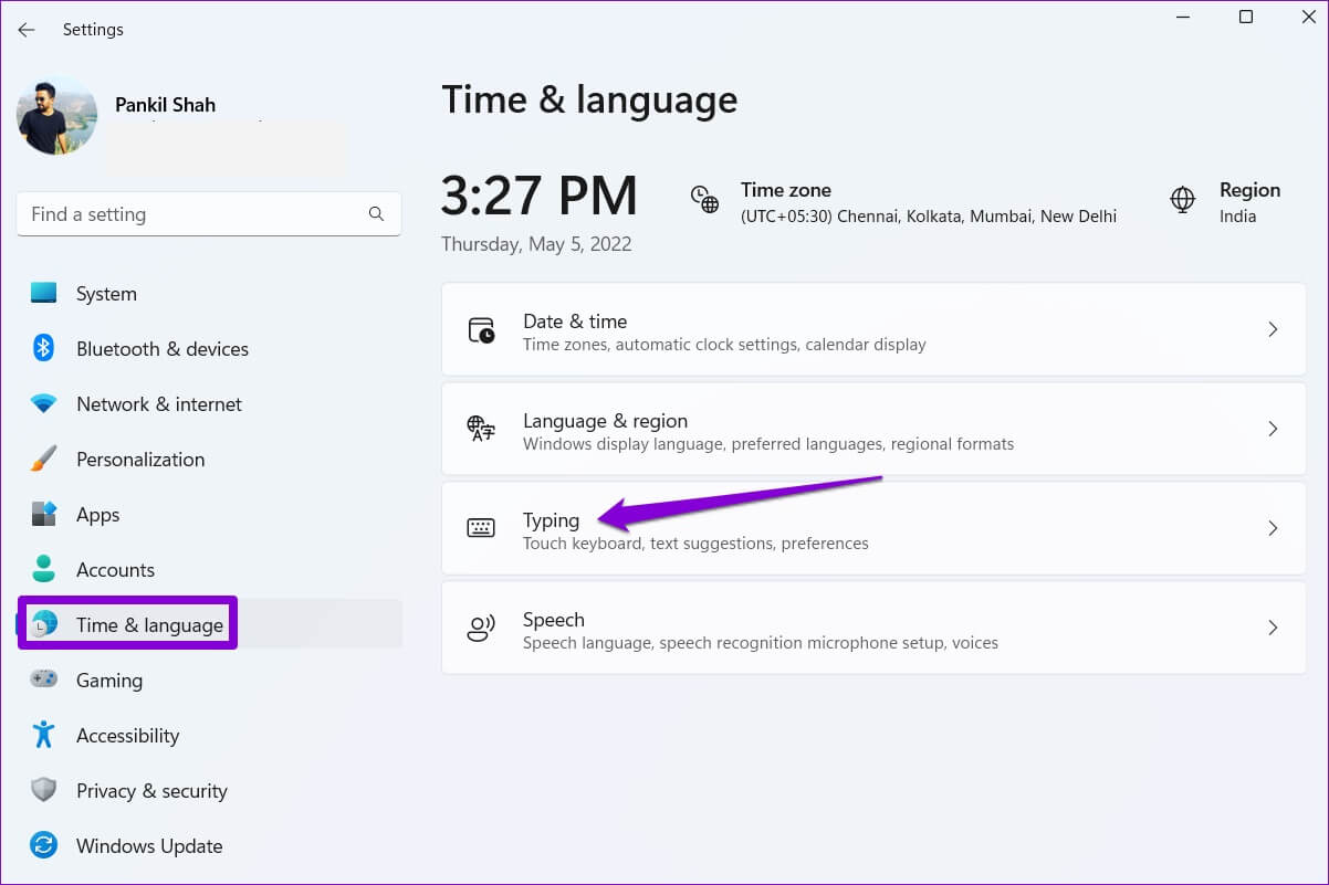 Typing-Settings-on-Windows-11-1202x801 كيفية تغيير اللغة الافتراضية على Windows 11