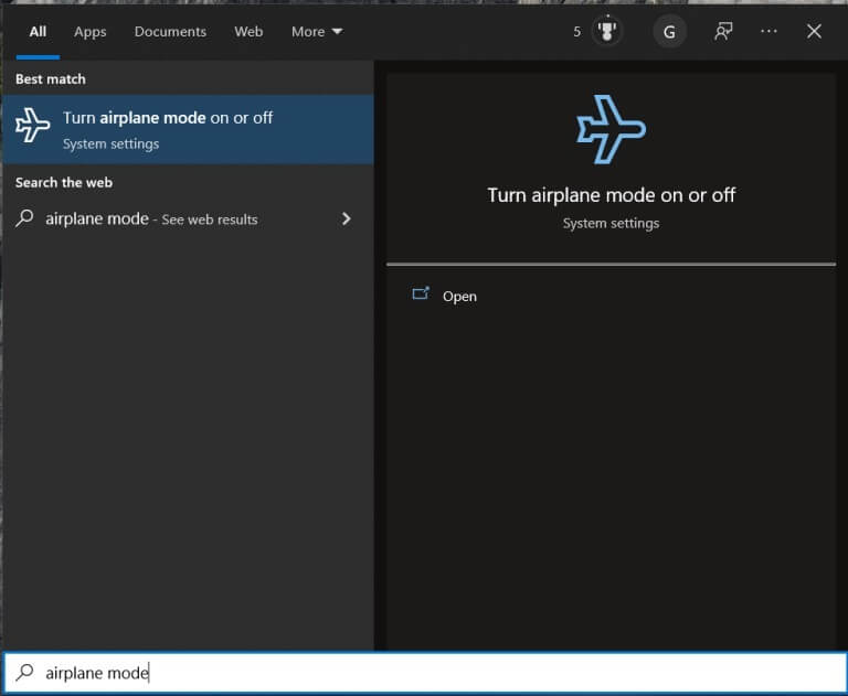 Windows-Start-Menu-airplane-mode-search-768x631 كيفية إيقاف تشغيل إيصالات القراءة على FB Messenger