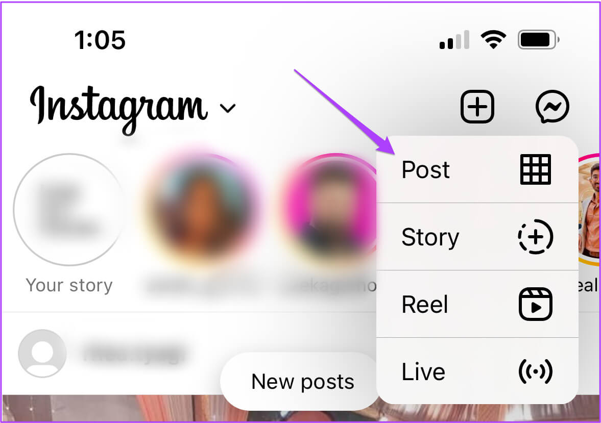 add_new_post_option_instagram-1177x829 كيفية إخفاء الإعجابات وعرض الحسابات على Instagram