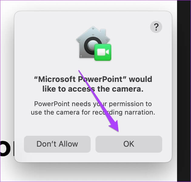 allow-camera-access-powerpoint-mac-630x602 كيفية تحويل ملف PowerPoint إلى فيديو على Mac و Windows