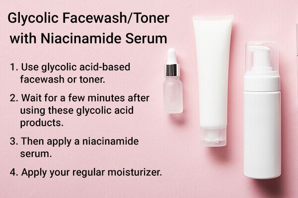 هل يمكنك مزج النياسيناميد وحمض الجليكوليك؟ - skin-beauty apply glycolic acid based facewash toner niacinamide serum 600x400 - هل يمكنك مزج النياسيناميد وحمض الجليكوليك؟