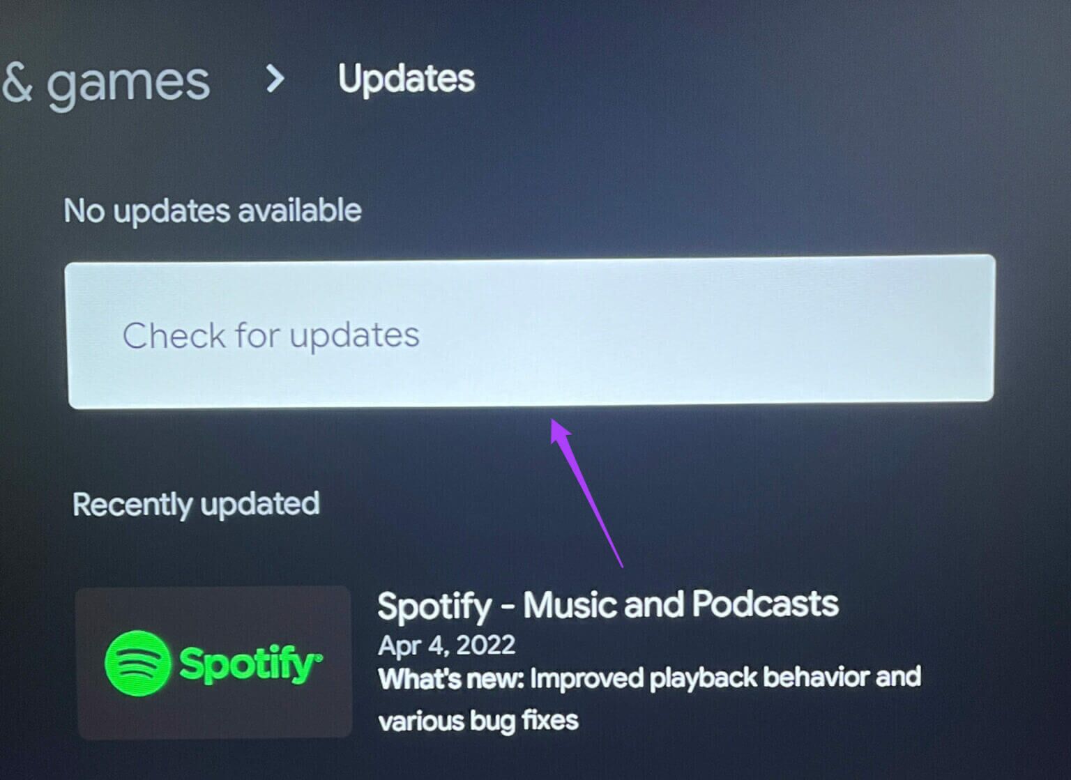 check-for-updates-play-store-android-tv-1536x1119-1-1536x1119 أفضل 7 طرق لإصلاح عدم عمل تطبيق Spotify على Android TV