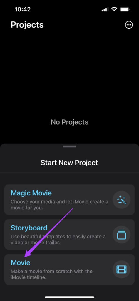 create-new-movie-on-imovie-on-iphone-473x1024-1-473x1024 كيفية إضافة Theme Soundtrack في iMovie على iPhone و iPad و Mac
