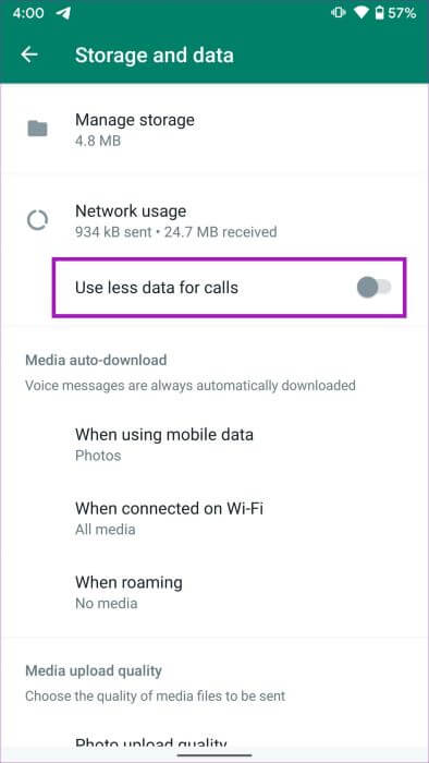 disable-less-data-for-calls-on-android-394x700 أفضل 8 طرق لإصلاح مكالمة WhatsApp العالقة عند الاتصال