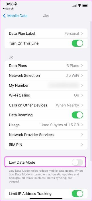 disable-low-data-mode-323x700 أفضل 8 طرق لإصلاح مكالمة WhatsApp العالقة عند الاتصال