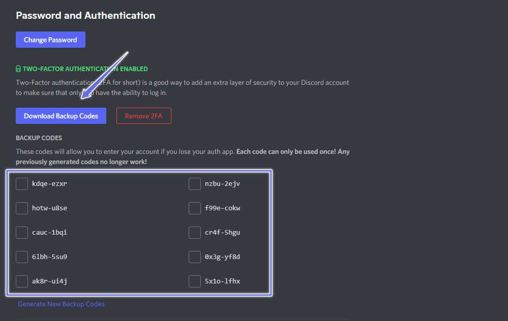 discord-desktop-download-codes-999x632 كيفية تمكين وتعطيل المصادقة الثنائية (2FA) على Discord