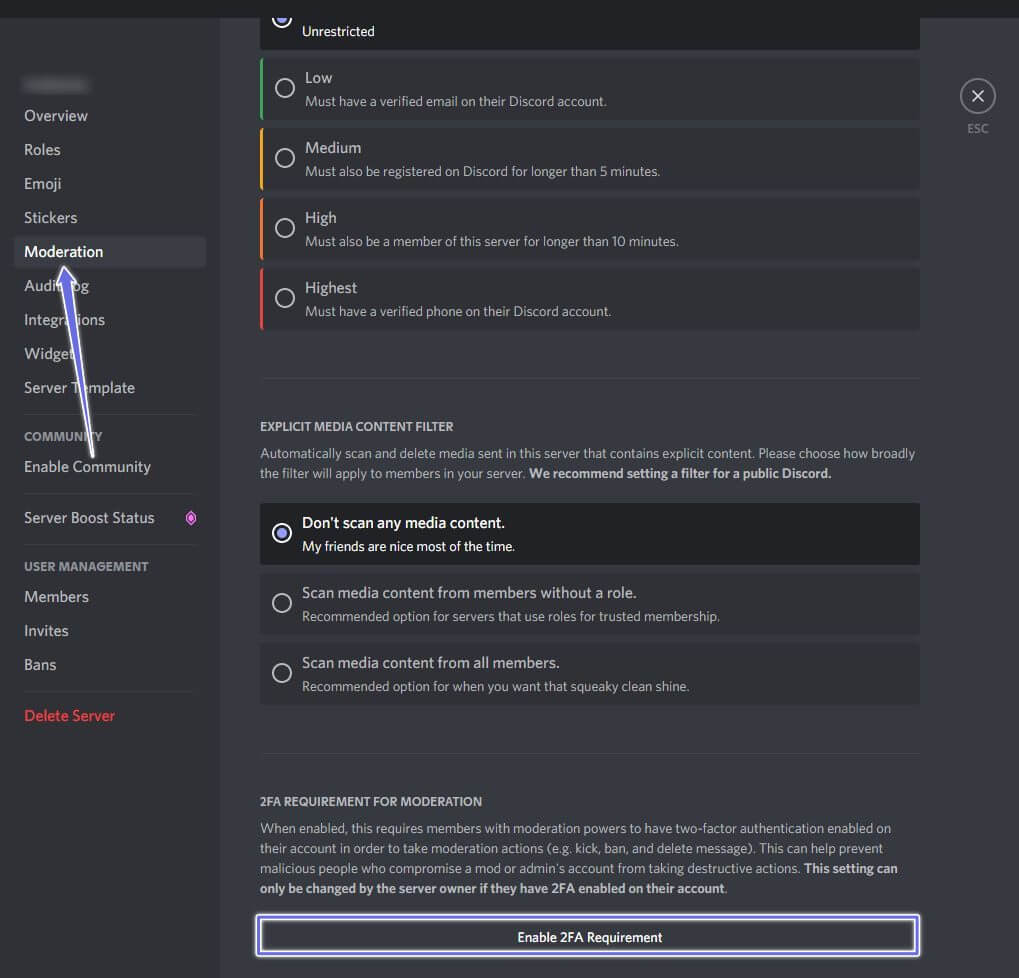 discord-desktop-moderation-1019x978 كيفية تمكين وتعطيل المصادقة الثنائية (2FA) على Discord