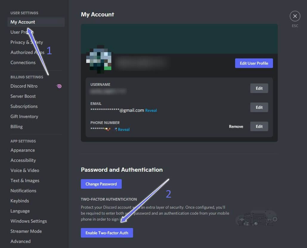 discord-desktop-my-account-enable-1029x832 كيفية تمكين وتعطيل المصادقة الثنائية (2FA) على Discord