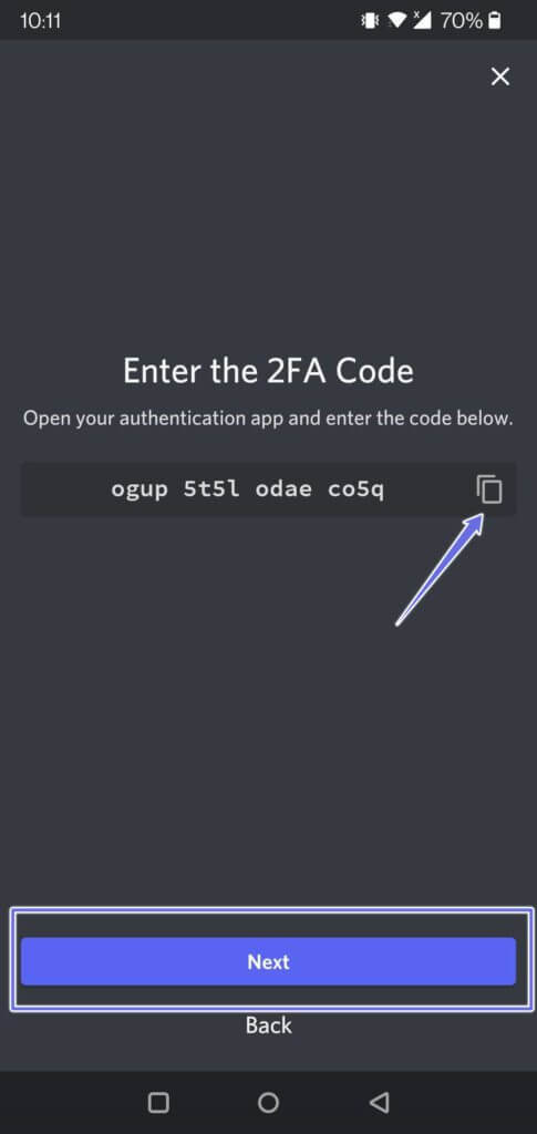 discord-mobile-copy-code-485x1024-1-485x1024 كيفية تمكين وتعطيل المصادقة الثنائية (2FA) على Discord