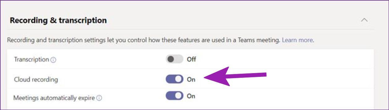 enable-cloud-recording-in-teams-1258x355 كيفية إصلاح تعذر تسجيل الاجتماع في Microsoft Teams