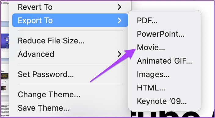 export-to-movie-keynote-mac-704x386 كيفية تكرار عرض الشرائح في Keynote على iPhone و Mac