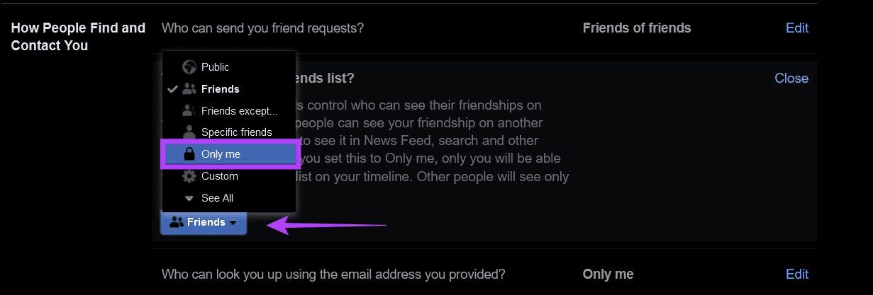 facebook-pc-change-privacy-settings-1231x417 كيفية إخفاء قائمة أصدقائك على Facebook على سطح المكتب والجوال