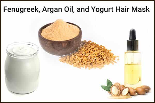 6 فوائد لبذور الحلبة للشعر و 4 طرق لاستخدامها - skin-beauty fenugreek yogurt argan oil hair mask 600x400 - 6 فوائد لبذور الحلبة للشعر و 4 طرق لاستخدامها