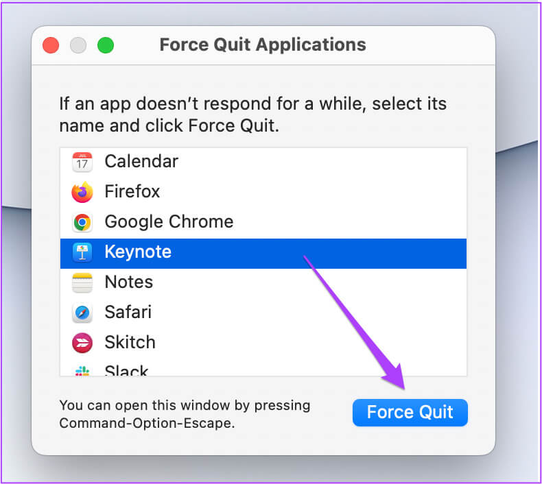 force-quit-keynote-app-mac-790x706 أفضل 6 طرق لإصلاح عدم عمل تطبيق Keynote على نظام Mac