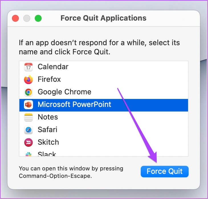 force-quit-powerpoint-mac-730x696 أفضل 7 طرق لإصلاح عدم فتح Microsoft PowerPoint على جهاز Mac