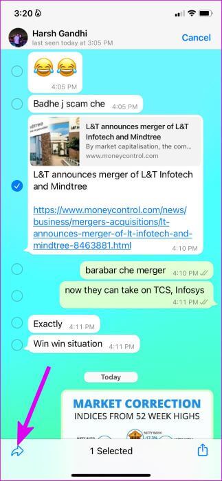 forward-whatsapp-message-323x700 لماذا لا يمكنني إعادة توجيه الرسائل على WhatsApp