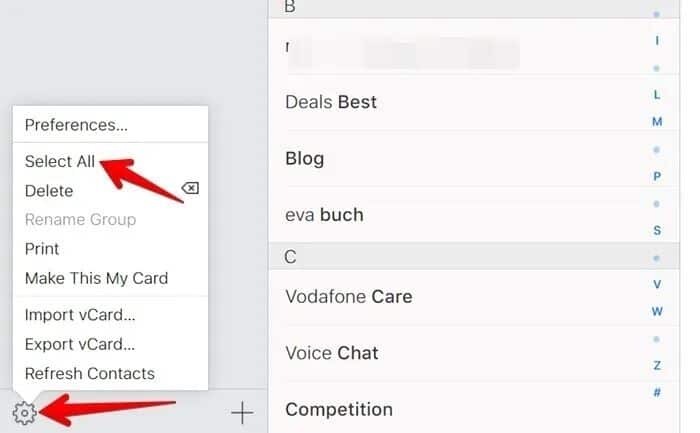 iPhone-iCloud-Web-Select-All-Contacts-700x433 كيفية نقل جهات الاتصال من هاتف إلى آخر