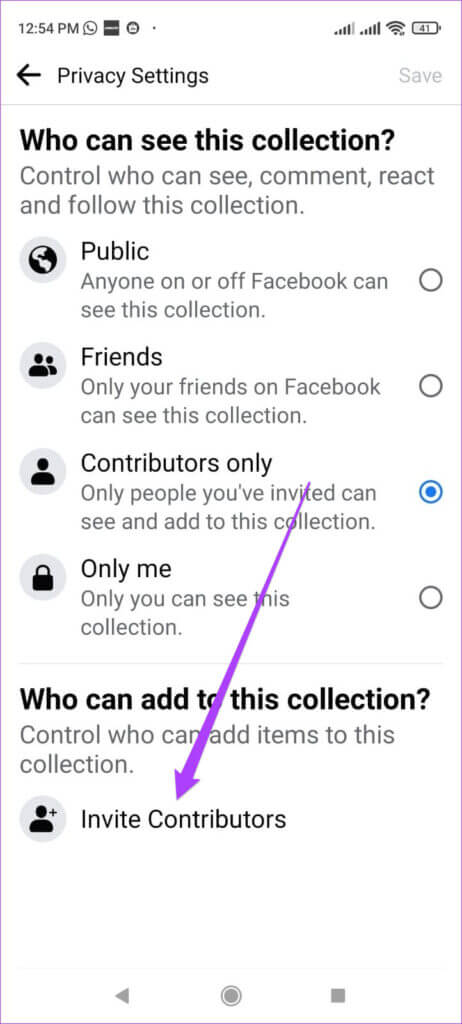 invite-contributors-collections-facebook-android-462x1024-1-462x1024 كيفية حفظ مقاطع الفيديو من Facebook Watch على iPhone و Android و Web