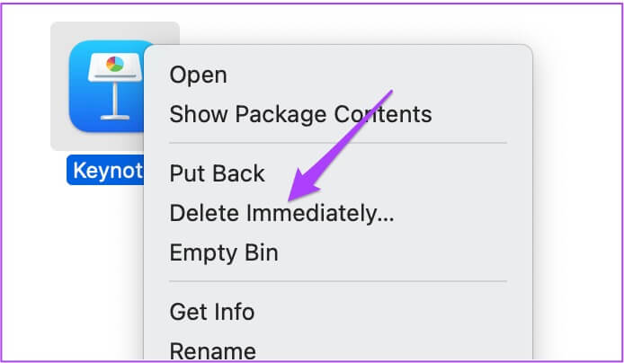 keynote-delete-immediately-recycle-bin-mac-694x404 أفضل 6 طرق لإصلاح عدم عمل تطبيق Keynote على نظام Mac