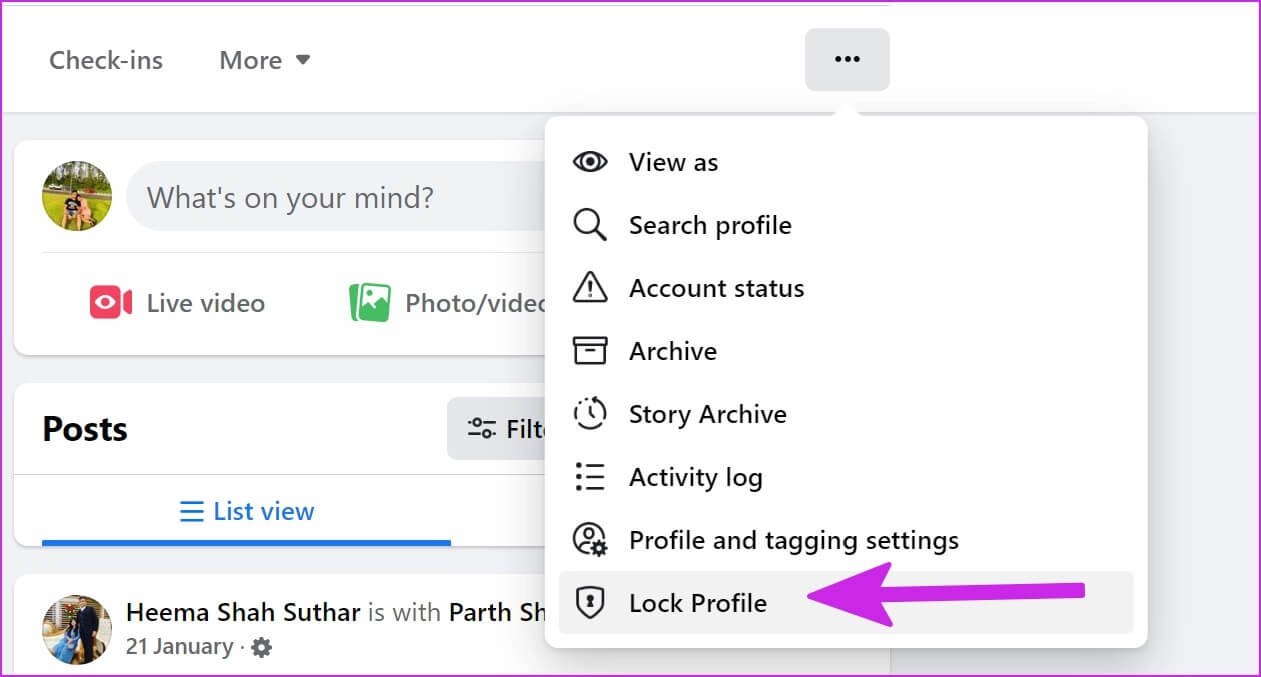 lock-facebook-profile-1261x677 كيفية قفل ملف تعريف Facebook على الهاتف المحمول والويب