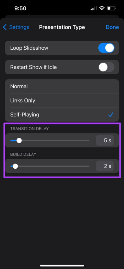 loop-slideshow-settings-keynote-iphone-473x1024-1-473x1024 كيفية تكرار عرض الشرائح في Keynote على iPhone و Mac
