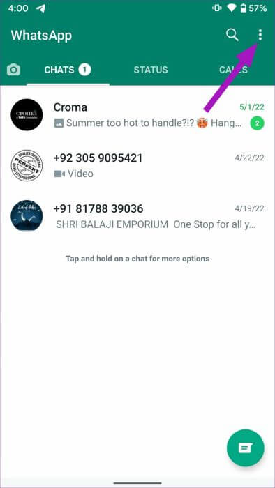 open-whatsapp-menu-394x700 أفضل 8 طرق لإصلاح مكالمة WhatsApp العالقة عند الاتصال