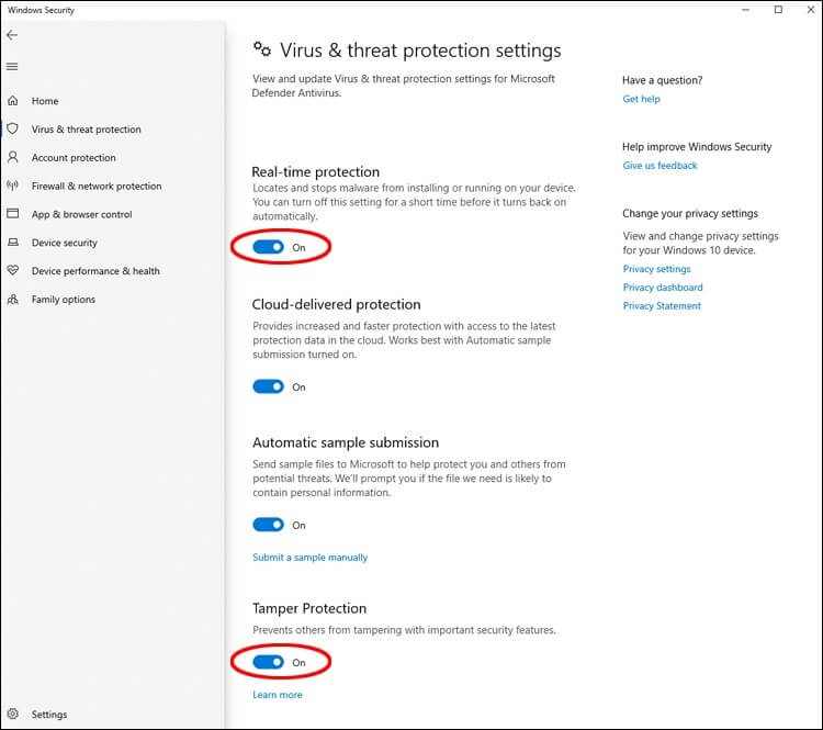 real-time-and-tamper-750x665 كيفية تعطيل برنامج Windows Defender في Windows 11